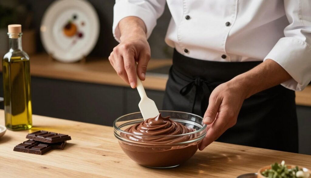 Folding techniques for maximum aeration in chocolate mousse