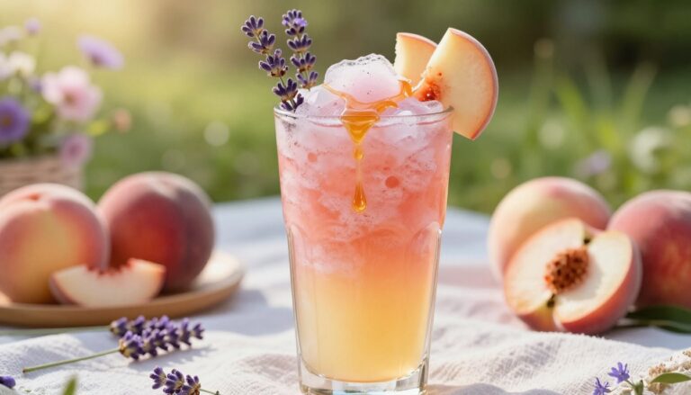 frozen honey lavender peach drink